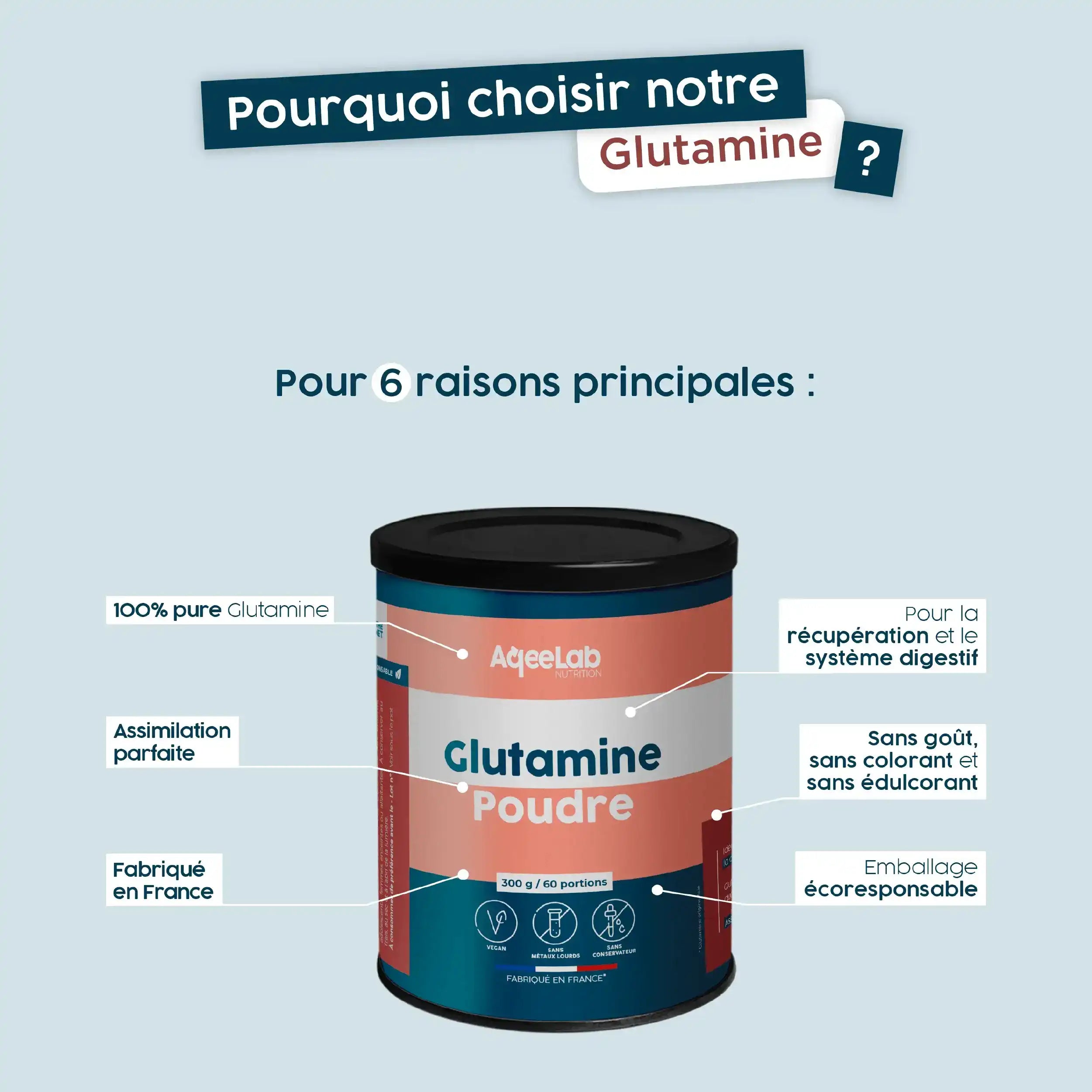 aqeelab-glutamine-poudre-300g-vegan-pure-france image 2