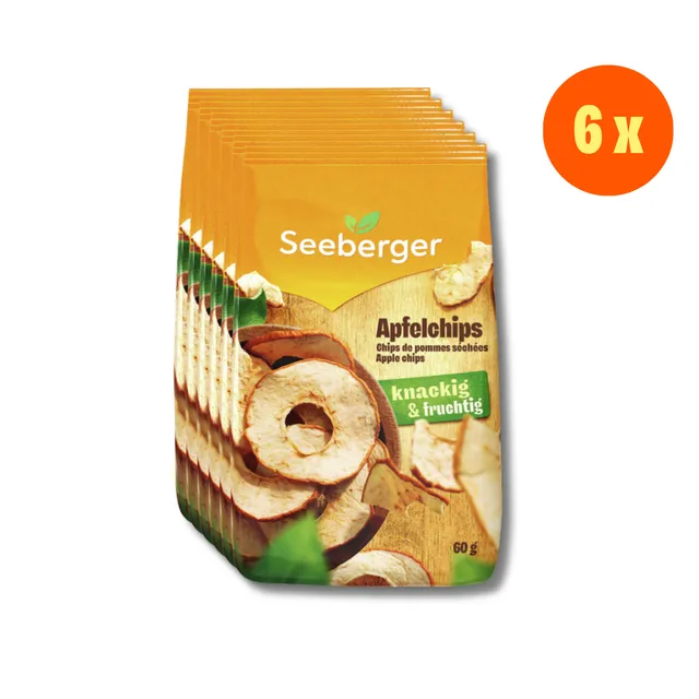seeberger-silver-label-chips-de-pomme-snack-6-x-60-g-sans-sucre image 1
