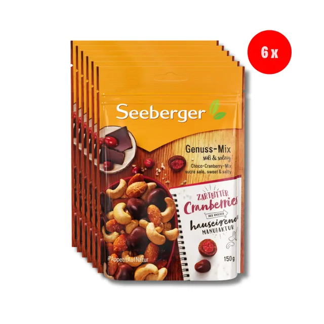 seeberger-silver-label-genuss-mix-6x150-g-cranberries-chocolat image 1